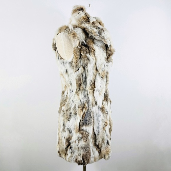 Arielle genuine rabbit fur high collar vest - Picture 4 of 14